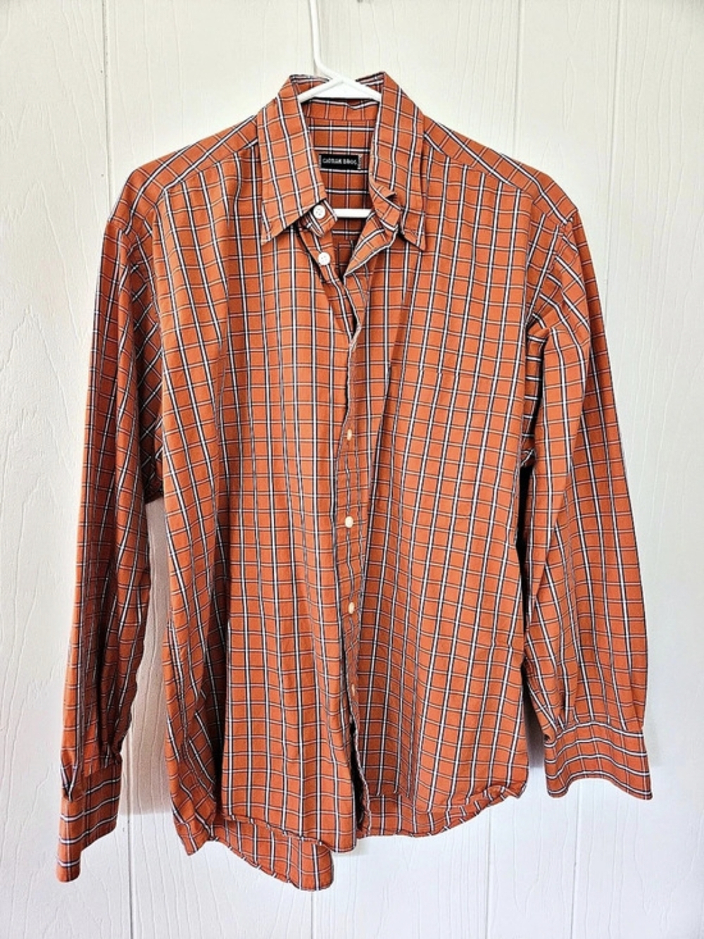 Gitman Bros Plaid Button Down in Orange & Blue Like New
